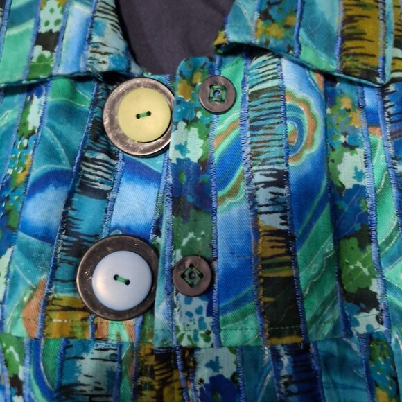 Drapers & Damons Size M Blue Multicolor Striped Jacket With Buttons 3.4 Sleeves - Picture 4 of 6